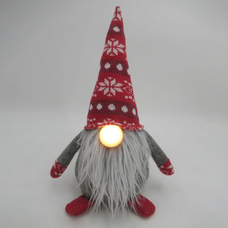 Hagin Sitzender LED-Weihnachtszwerg 36 cm 2xCR2032 Rot und Grau (1/2)