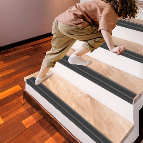 Rutschfeste Treppenkantenleiste Selbstklebende Kantenleiste für Treppen Schwarz