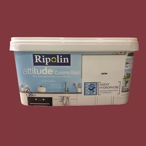RIPOLIN Peinture acrylique Attitude Cuisine & Bain Rouge chinois 2 L (1/2)