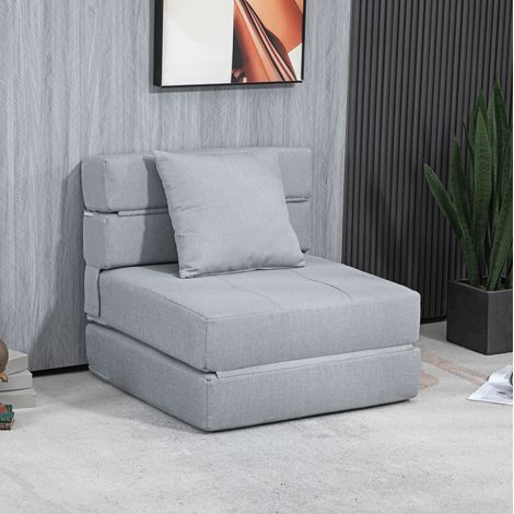 Poltrona letto pieghevole 2 in 1 in schiuma, divano letto, grigio chiaro, 100 kg, OKWISH (1/5)