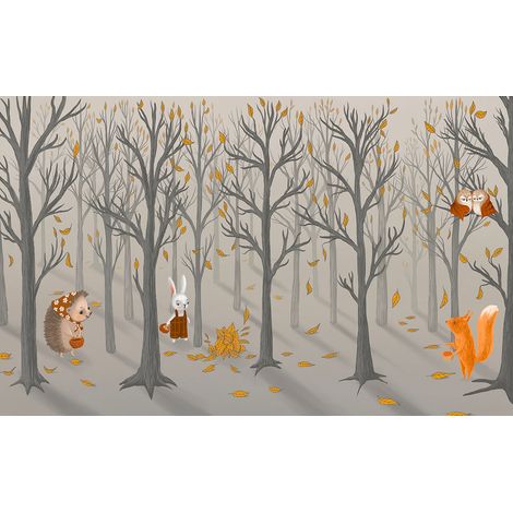 Papier peint panoramique Enfants - Animaux de la Forêt - 325 cm x 202 cm (1/2)