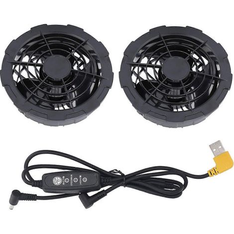 2 Stück Kühljackenlüfter, 5 V, 0,6 A, USB-Kabel, bürstenloser Motor, geeignet für Klimaanlagenkleidung
