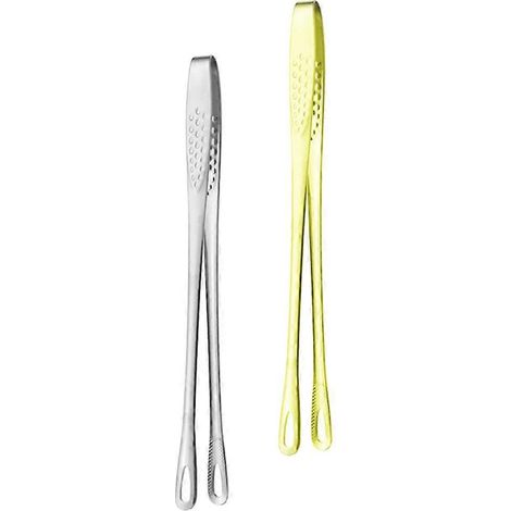 Pinces de service en acier inoxydable avec pinces alimentaires, compatibles avec la cuisson au barbecue (lot de 2). (1/5)