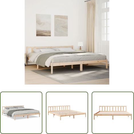 vidaXL Lit en pin -  Cadre de lit extra long sans matelas 180x220 cm bois massif pin (1/5)