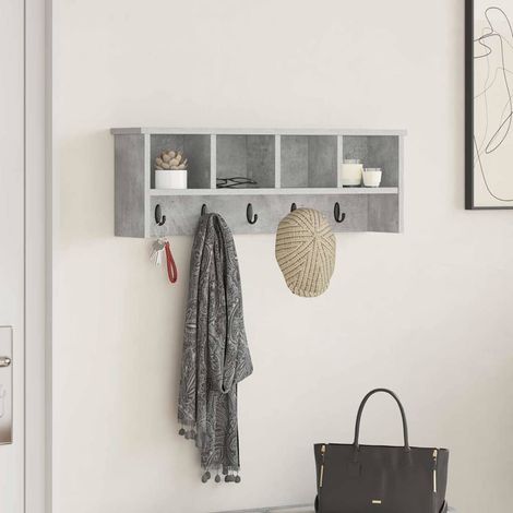 Wandmontierter nachttisch mit Regal Beton Grau 75 x 16 x 26 cm