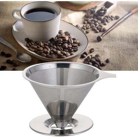 Filtre à café métallique réutilisable, passoire fine en acier inoxydable pour tasse unique, infuseur à café sans papier, extraction optimale, compatible avec la plupart des machines à café, 1 pièce. (1/5)