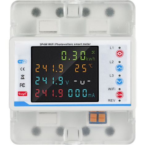Wifi compteur electrique consommation triphasé 100A 380V AC Smart meter compteur électrique wifi bidirectionnel avec contrôle du temps/protection contre les surtensions avec transformateur courant