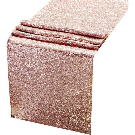 Chemin de table à paillettes 30 x 300 cm, brillant et raffiné, or rose doré, idéal pour les fêtes et banquets. (1/5)