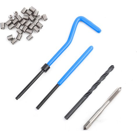 Outil de réparation de filetage M5, kit d'insertion de fil résistant à la chaleur, professionnel et pratique pour acier, fer et aluminium. (1/5)