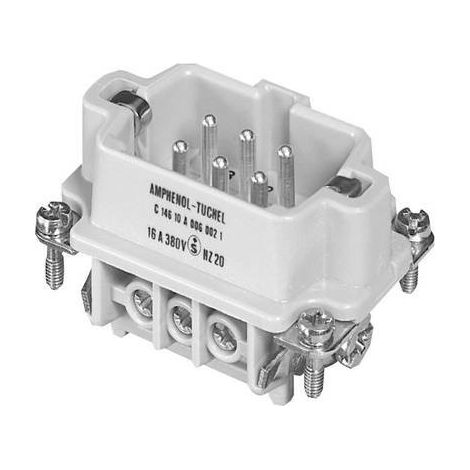 Amphenol C146 10A006 002 1-1 Inserto maschio Heavymate® C146 Tot poli 6 + PE 1 pz.