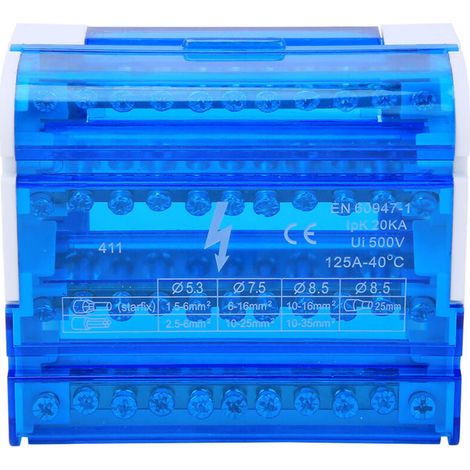 411 terminal block distribution box, DIN rail, single-phase, 4 levels for electrical engineering (1/5)