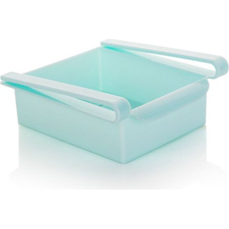 3 Pièces Boîte de Rangement Rétractable pour Réfrigérateur, Organisateur de Nourriture avec Tiroir, Conteneur de Conservation Fraîche, Panier pour Étagère de Frigo, Bacs de Stockage Plastique Bleus