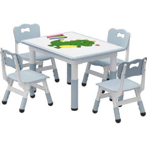 Ensemble 1 table et 4 chaises pour enfants hauteur réglable, set de 5 pièces, salle de jeux, la chambre d'enfant (1/5)