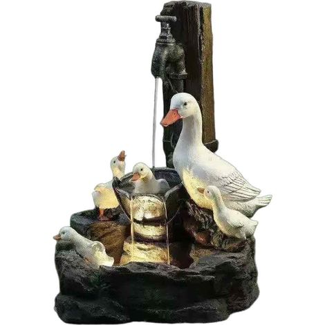 1 Fontaine solaire, sculpture résine écureuil canard, décoration jardin, sans électricité, son eau relaxant (1/5)