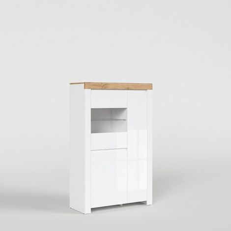 Vitrine haute 2 portes avec étagère en verre Holten (1/4)