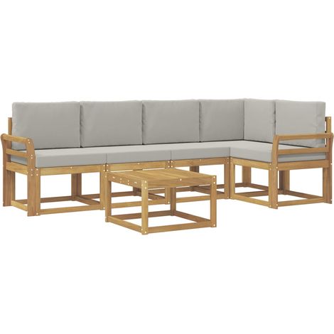 Outdoor-Sofagarnitur 6 stk. 5-Sitzer Weiß und Hellgrau vidaXL (1/5)