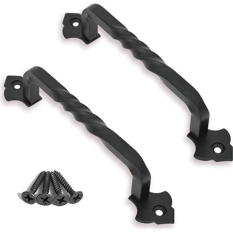Set mit 2 Scheunentürgriffen für Gartentore, Gartenhäuser oder Schranktüren aus Holz (Lochabstand: 100 mm) (1/4)
