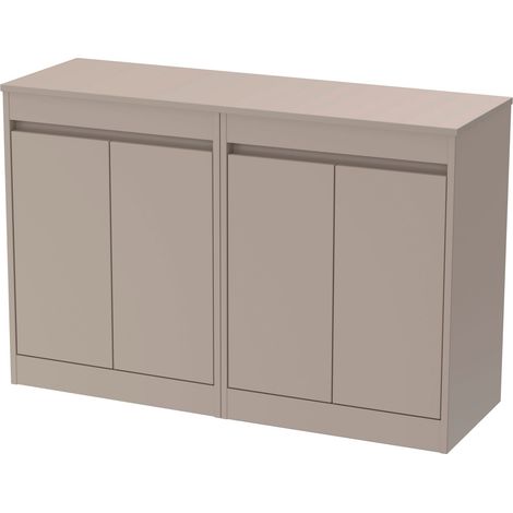 Chartley Contemporary Floor Standing 4 Door Vanity Unit with Laminate Worktop, 1200mm, Taupe (1/4)