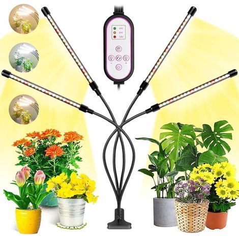 Plant Light, 2020 New 80 LEDs 4 Heads Grow Light, AUTO ON/OFF Timer, LED Grow Light for Seedlings, Succulents, Orchids (660nm/3000K/5000K) (1/5)