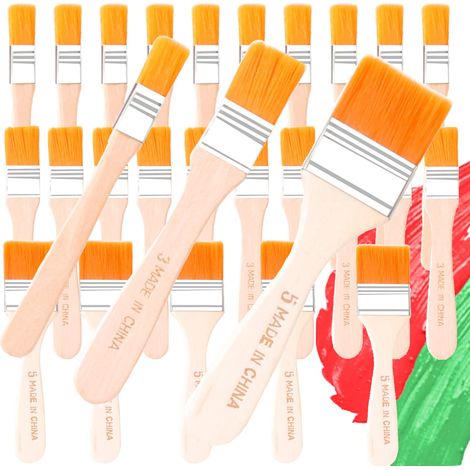 Lot de 25 pinceaux plats pour lasure, pinceaux de peinture pour bois, pinceau de vernis, pinceau à lasure bois large pour peinture murale, vernis et peinture à la craie (1/5)