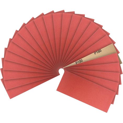 Lot de 24 feuilles abrasives grain 180, 23x9 cm, pour ponçage fin et gros travaux (1/5)