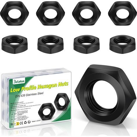 Lot de 25 écrous M5, écrous hexagonaux M5 (forme basse), DIN 439 en acier inoxydable, écrous plats en acier inoxydable pour vis, tiges filetées, rondelles, machines (1/5)