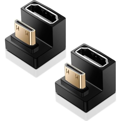 Mini HDMI to HDMI 180 Degree Angle Adapter, 2PCS 8K@60Hz 48Gbps UHD2.1 for Camera/Laptop/Tablet/HDTV/Projektor (1/5)