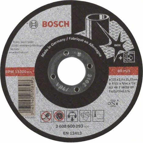 BOSCH 2608600093 DISCO TAGLIO A MOZZO PIATTO EXPERT PER INOX AS 46 T INOX BF 115 MM 2.0 MM (1/3)