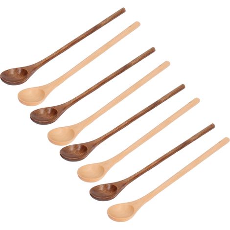 8 Pièces Cuillères en Bois de Hêtre Naturel, Long Manche pour Cuisine et Service de Table (1/5)