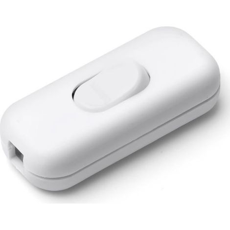 1 Interrupteur bipolaire, PC blanc, 250V 6A, pour câble 6,5mm, lampe et petit appareil (1/5)