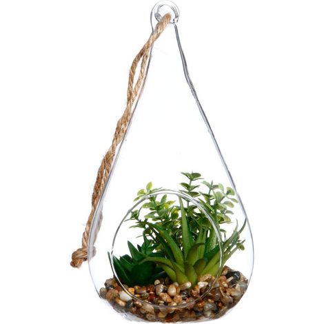 Pianta artificiale sospesa in vaso di cemento H19,5 cm - Modello c - Atmosphera créateur d'intérieur (1/4)