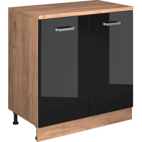 Mueble para ático Rion, Negro brillo intenso, 80 x 81.6 cm sin inclinación con 2 puertas, Vicco (1/5)