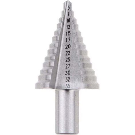 Metal Foret Conique Foret étagé 5mm-35mm,Triangle Conique Titane avec Revêtement Titane,pour Visseuse Percage sur Acier, Laiton, Bois, Plastique Argent (1/2)