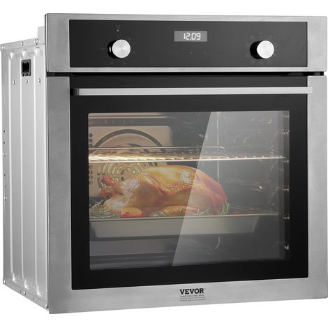 VEVOR Einzel-Wandofen, 24" elektrischer Einbau-Wandofen mit 9 Kochfunktionen, 2,68 Kubikfuß elektrische Wandöfen, schnelles Aufheizen auf 200°C in 5 Min.,3550 W Elektroofen mit Backrost und Backblech (1/5)
