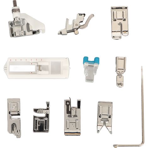 Lot de 10 pieds de biche pour machine à coudre, acier inoxydable, plat, ensemble complet pour loisirs créatifs (1/5)