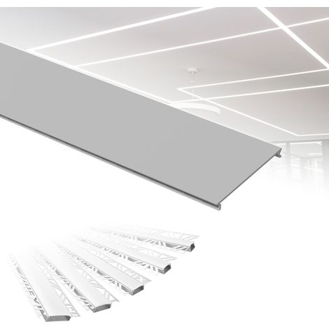 HEXIM LED Trockenbauprofil 2m Aluminium Profil Unterputz Lichtleiste für LED-Streifen inkl. Abdeckung: ALED 4 - 40mm Leuchtbreite, Montageabdeckung