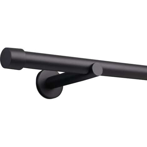 Gardinenstange auf Maß 25mm 1-läufig Schwarz-matt mit Kappe - Serie Style 570cm (1/5)