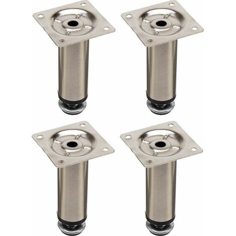Piedini regolabili per mobili, set da 4 – acciaio cromato lucido, base rotonda Ø30 mm, altezza regolabile ±13 mm, per TV, divano, credenza, letto o scrivania