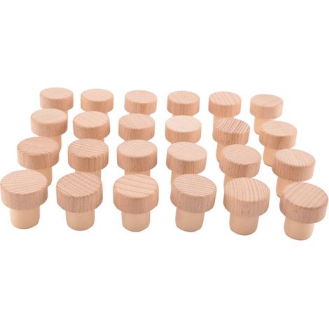 Bouchons de Bouteille Vin 24Pc LièGe en Forme T pour Bouchon RéUtilisables Bois et Caoutchouc (1/4)