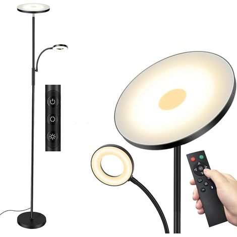 Lampadaire LED pour salon à intensité variable, 42 W 3600 lm, avec liseuse, télécommande et contrôle tactile, installation en 1 minute, moderne pour salon, bureau, salle à manger, chambre. (1/5)