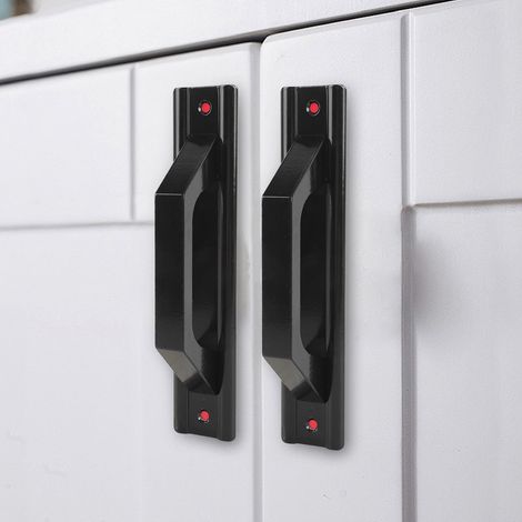 Poignée de Porte Coulissante Aluminium Noir Minimaliste Modern sans Perçage pour Cabinet Barn Armoire Porte Tiroir (1/5)