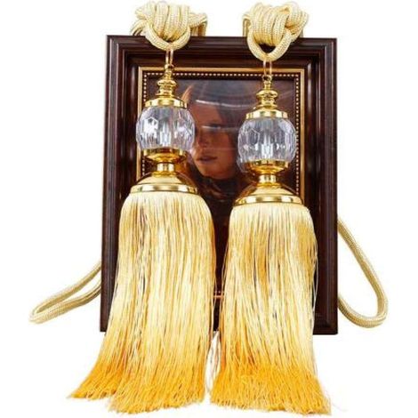 6 retenues jaunes cristal/frange – glands, clips rideau, décoration chambre