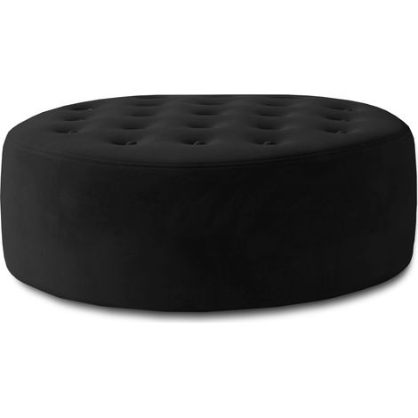 Les Tendances – Pouf rond matelassé en velours noir 70cm – Assise en mousse polyester 25kg/m³ HR – Fabrication européenne – Résistant à l'abrasion (1/4)