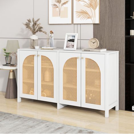Sideboard Aufbewahrung 4 Türen 40 kg MDF Weiß OKMYHOME (1/5)