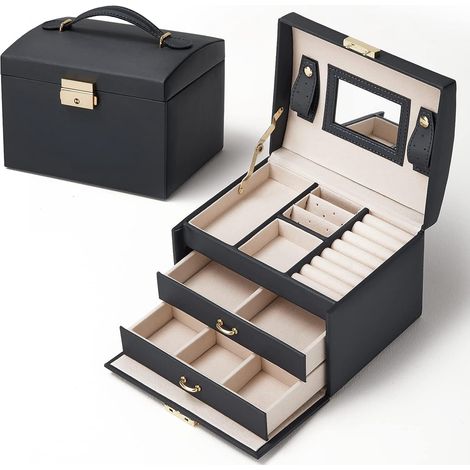 Magnifique boîte à bijoux en cuir, étui de rangement (1/4)