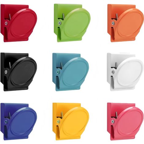 Clips Magnétiques - Pour Réfrigérateur et Tableau Blanc - Force d'Adhérence Élevée - Résistants aux Rayures - Lot de 9 Pièces