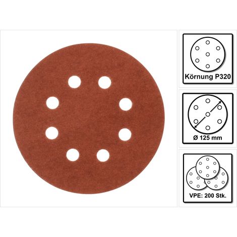 Makita Papier abrasif Velcro 125mm K320 pour DBO BO DCW DWE GEX PEX SXE BOS - 200 pcs. (4x P-43692) (1/5)