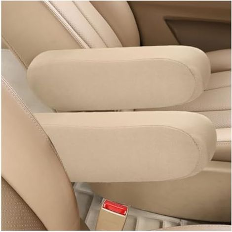 Ohleats Lot de 2 housses d'accoudoir de siège avant de voiture, confortables pour accoudoirs, paire d'accoudoirs de rechange pour camions, SUV et camionnettes, accessoires de voiture (beige) (1/5)