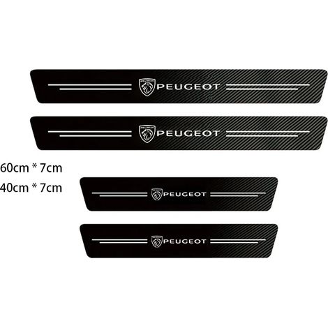 (Lot de 4) Seuils de porte de voiture décoratifs en fibre de carbone, autocollants compatibles avec Peugeot 208, 3008, 308, 206, 2008, 207, 107, 508, 607, 106, 406, 407 et 307. (1/4)