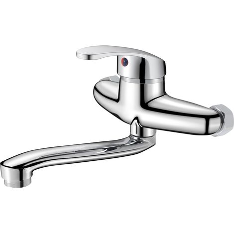 Robinet Cuisine 20cm Robinet Mural bec Pivotant à 360° Argent (1/5)
